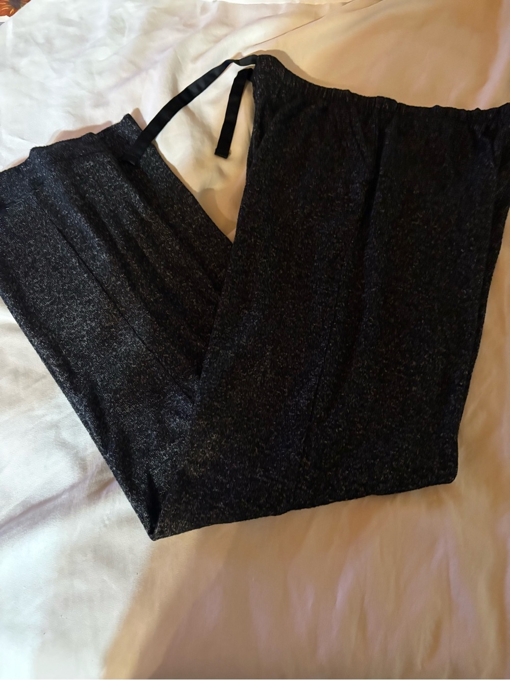 stars above Black Shimmery Wide-Leg Pants